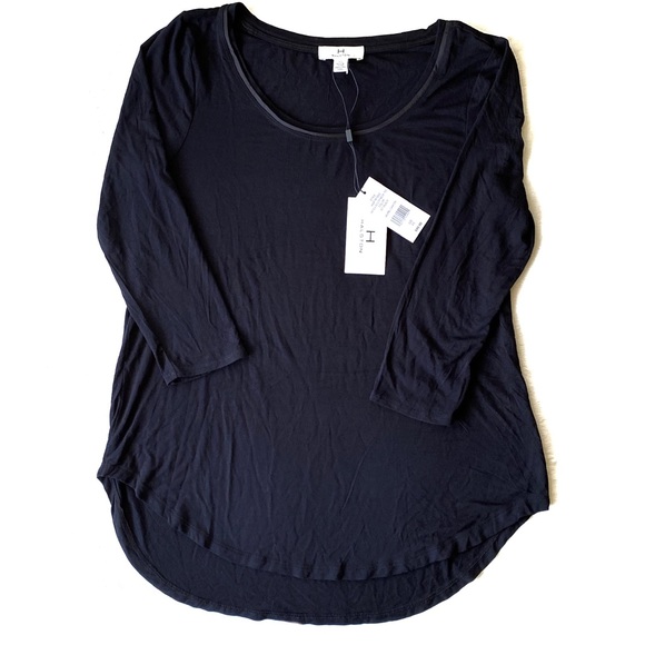 H by Halston Tops - 🆕 H by Halston Black 3/4 Sleeve Scoop Neck Tee